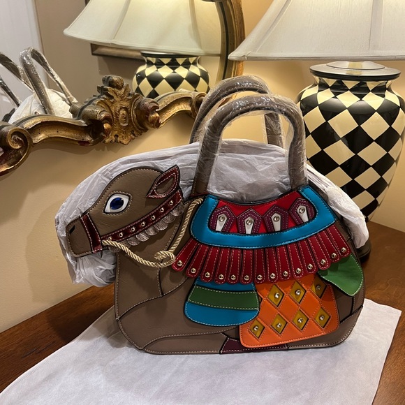 NWT Kitsch Darlings Satchel Purse w Strap Camel Animal Style - Picture 7 of 7